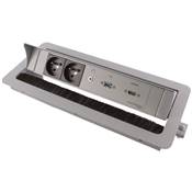 Boitier de Table Encastrable Multifonctions BTU Silver : 2 Secteurs, HDMI, USB, jack 3,5 st 5 m