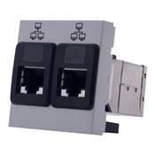Plastron 45x45 Ethernet 2 RJ45 S/FTP Cat6A à câbler, Silver