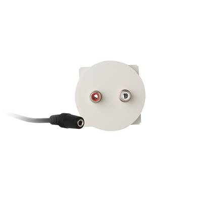 Plastron Céliane AUDIO STEREO 2 RCA Femelles vers 1 Mini Jack 3.5 Stéréo femelle, Blanc