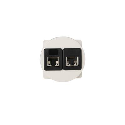 Plastron Céliane Ethernet 2 RJ45 S/FTP Cat6A à câbler, Blanc