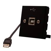 Plastron 45x45 USB B 2.0 Femelle vers USB A 2.0 Femelle Noir