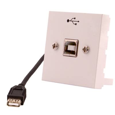 Plastron 45x45 USB B 2.0 Femelle vers USB A 2.0 Femelle Blanc