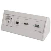 Boitier de Table Saillie Multifonctions Type BTS Blanc : Secteur, HDMI, RJ45, USB 2 m