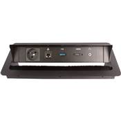 Boitier de Table Encastrable Multifonctions BTU Noir : Secteur, HDMI, RJ45, USB, jack 3,5 st 5 m