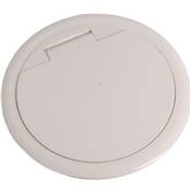 Mini Boitier de Table Rond Encastrable Blanc 1 Secteur + 1 RJ45 + 1 Double Chargeur USB Type A