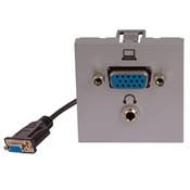 Plastron 45x45 VGA Full Pin Femelles/Femelles + Mini Jack 3.5 Stéréo à souder, Silver