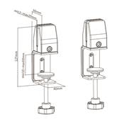 Pinces bords de table pour séparateurs, vitres ou plexi, silver, vendu par la paire