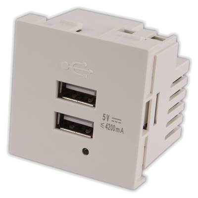 Plastron 45x45 DOUBLE CHARGEUR 2 USB A 4,2 Watts Blanc