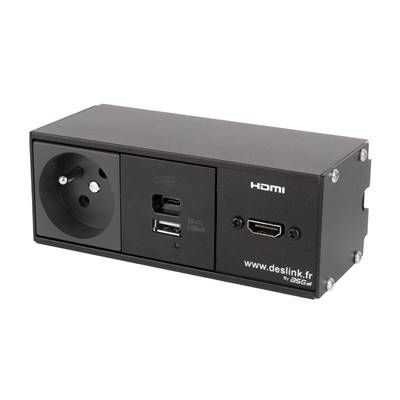 Réglette de connexion Multifonctions BCDA Noir : Secteur, Chargeur, HDMI 5 m