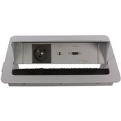 Boitier de Table Encastrable Multifonctions BTU Silver : Secteur, HDMI, Jack 3,5 st 5 m