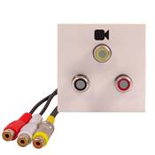 Plastron 45x45 AUDIO VIDEO 3 RCA Femelles/Femelles, Blanc