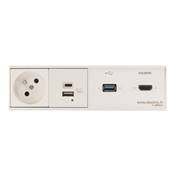 Réglette de connexion Multifonctions BCDA Blanc : Secteur, Chargeur, HDMI, USB 2 m