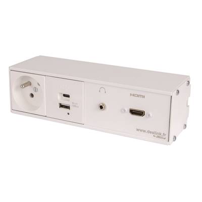 Réglette de connexion Multifonctions BCDA Blanc : Secteur, Chargeur, HDMI, Jack 3,5 st 5 m