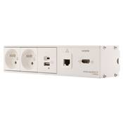 Réglette de connexion Multifonctions BCDA Blanc : 2 Secteurs, Chargeur, HDMI, RJ45 5 m
