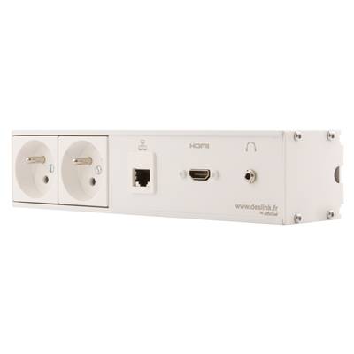 Réglette de connexion Multifonctions BCDA Blanc : 2 Secteurs, HDMI, RJ45, jack 3,5 st 2 m