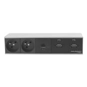 Réglette de connexion Multifonctions BCDA Alu : 2 Secteurs, Chargeur, 2 USB 5 m