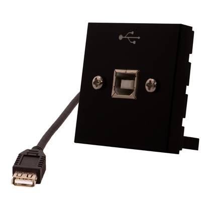 Plastron 45x45 USB B 2.0 Femelle vers USB A 2.0 Femelle Noir
