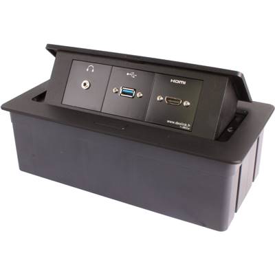 Boitier de Table Encastrable Multifonctions BT45 Noir : HDMI, USB, Jack 3,5 st 2 m