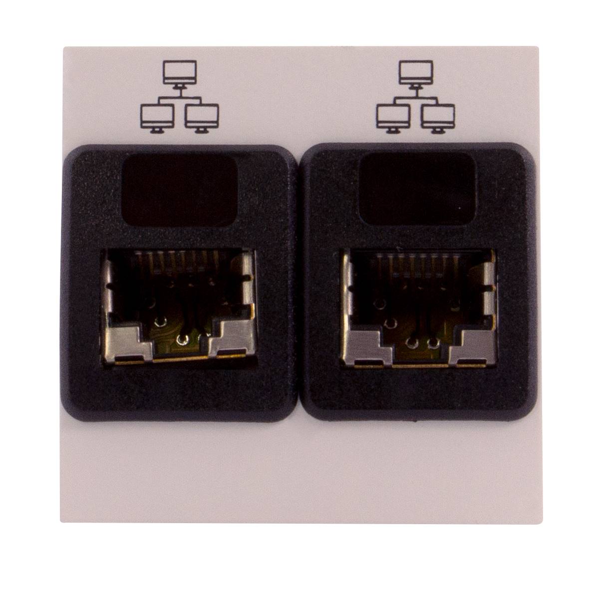 Plastron format 45x45 - 4 sorties TV-Ethernet-téléphones RJ45 et RJ11