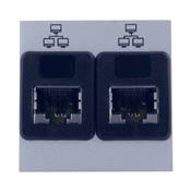 Plastron 45x45 Ethernet 2 RJ45 S/FTP Cat6A à câbler, Silver