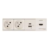 Réglette de connexion Multifonctions BCDA Blanc : 2 Secteurs, Chargeur, HDMI 2 m