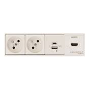 Réglette de connexion Multifonctions BCDA Blanc : 2 Secteurs, Chargeur, HDMI 2 m