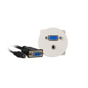 Plastron Céliane VGA Full Pin + Mini Jack 3.5 Stéréo Femelles/Femelles, Blanc