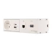 Réglette de connexion Multifonctions BCDA Blanc : Secteur, Chargeur, RJ45, USB 5 m