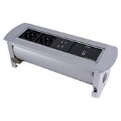 Boitier de Table Rotatif Manuel Multifonctions BTRM : 2 Secteurs, 1 chargeur, 1 HDMI, 1 Jack 5m