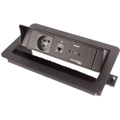 Boitier de Table Encastrable Multifonctions BTU Noir : Secteur, HDMI, RJ45 2 m
