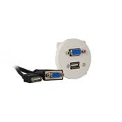 Plastron Céliane VGA Full Pin + USB A 2.0 Femelles/Femelles Blanc