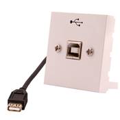 Plastron 45x45 USB B 2.0 Femelle vers USB A 2.0 Femelle Blanc