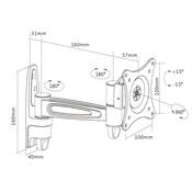 Support Mural Orientable Inclinable et Rotatif pour Ecran Plat 13" à 27"