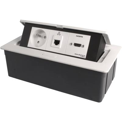 Boitier de Table Encastrable Multifonctions BT45 Blanc : Secteur, HDMI, RJ45 2 m