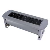 Boitier de Table Rotatif Manuel Multifonctions BTRM : 2 Secteurs, 1 chargeur, 1 USB, 1 RJ45, 1 Jack 2m