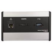 Boitier de Table Saillie Multifonctions Type BTS Alu : HDMI, RJ45, USB 2 m