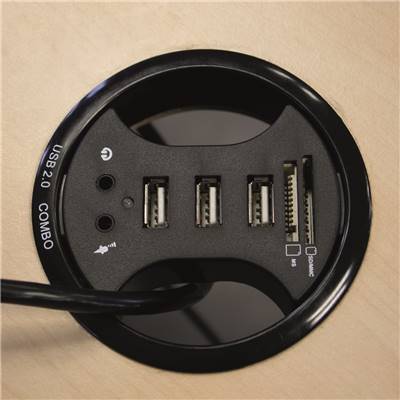 HUB 3 USB A 2.0 Prises Micro et Casque 2 Lecteurs SD 2 Passe-câbles