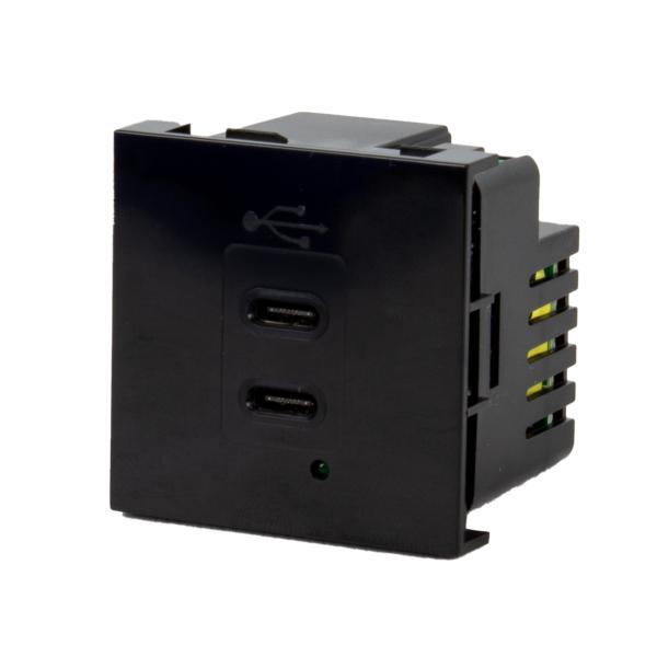 Plastron 45x45 DOUBLE CHARGEUR 2 USB C 4,2 Watts Noir
