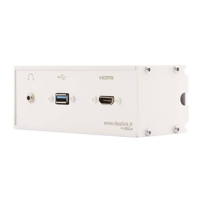 Réglette de connexion Multifonctions BCDA Blanc : HDMI, USB, Jack 3,5 st 2 m