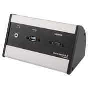 Boitier de Table Saillie Multifonctions Type BTS Alu : HDMI, USB, Jack 3,5 st 5 m