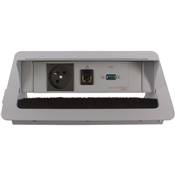 Boitier de Table Encastrable Multifonctions BTU Silver : Secteur, RJ45, USB 2 m