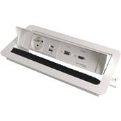 Boitier de Table Encastrable Multifonctions BTU Blanc : Secteur, Chargeur, HDMI, USB 2 m