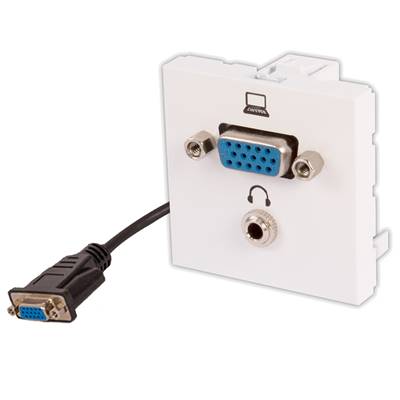 Plastron 45x45 VGA Full Pin Femelles/Femelles + Mini Jack 3.5 Stéréo à souder, Blanc