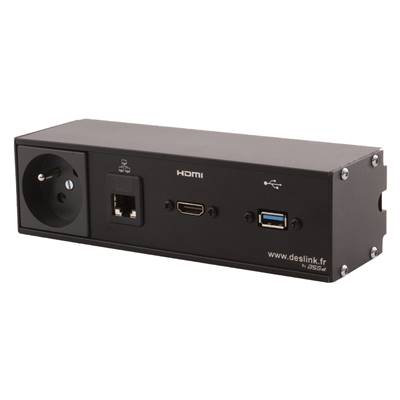 Réglette de connexion Multifonctions BCDA Noir : Secteur, HDMI, RJ45, USB 5 m