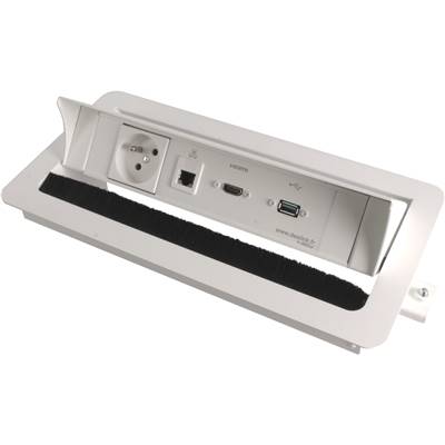 Boitier de Table Encastrable Multifonctions BTU Blanc : Secteur, HDMI, RJ45, USB 2 m