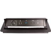 Boitier de Table Encastrable Multifonctions BTU Noir : Secteur, HDMI, RJ45, USB, jack 3,5 st 2 m