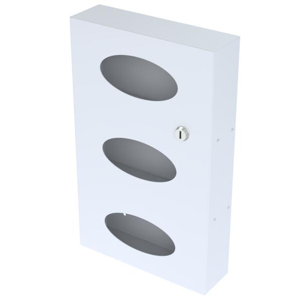 Distributeur Mural en Colonne pour 3 Boites de Gants / Mouchoirs / Lingettes Blanc