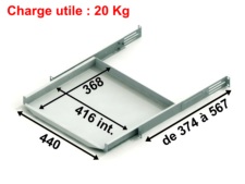 Plateau Coulissant 19 Pouces 1U Réversible Plateau/Tiroir Profondeur 368mm Noire