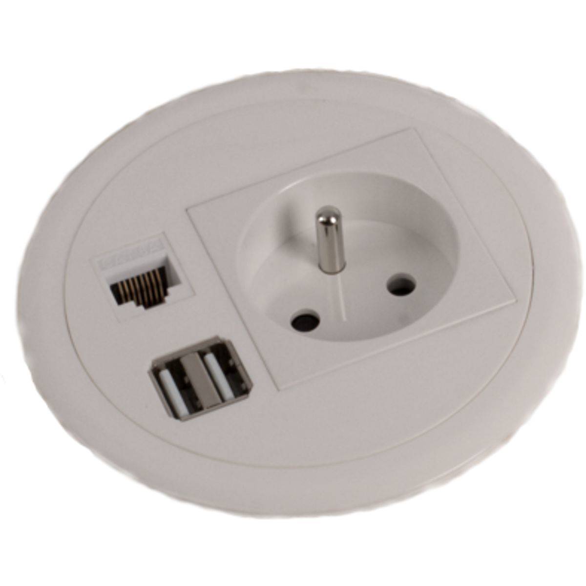 Prise de courant + chargeur USB Type-C Blanc - Prise de courant