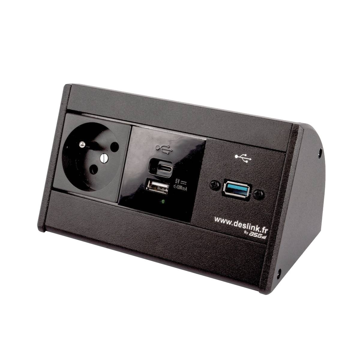 Boitier de Table Saillie Multifonctions Type BTS Noir : Secteur, Chargeur,  USB 5 m